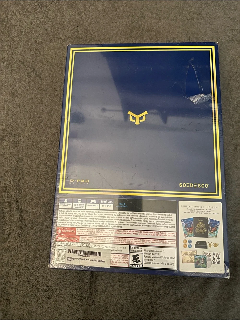 Sony PS4 Owlboy Limited Edition — Navy & Gold Artwork
